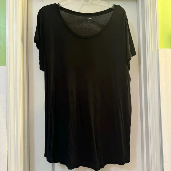 KAARI Blue Short Sleeve True Black Blouse - Picture 1 of 5